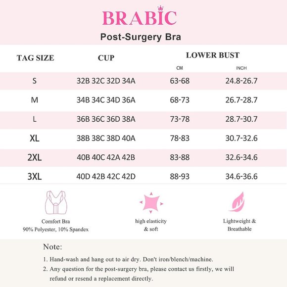 Women Post-Surgical Support Bra Front Closure with Adjustable Straps - Picture 7 of 7